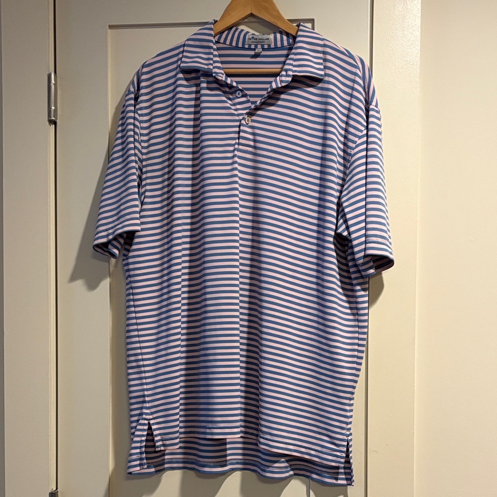 Blue and Pink Striped Peter Millar Polo Size XL